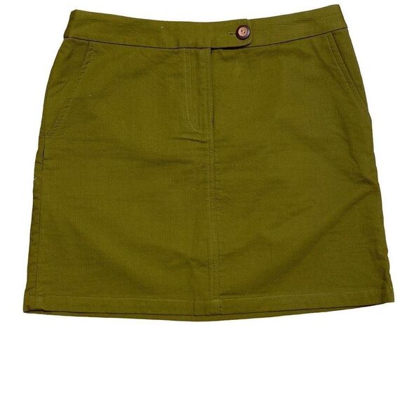 Vanessa Virginia Anthropologie Skirt Womens Size 6 Olive Green Mini Cotton - Picture 1 of 8